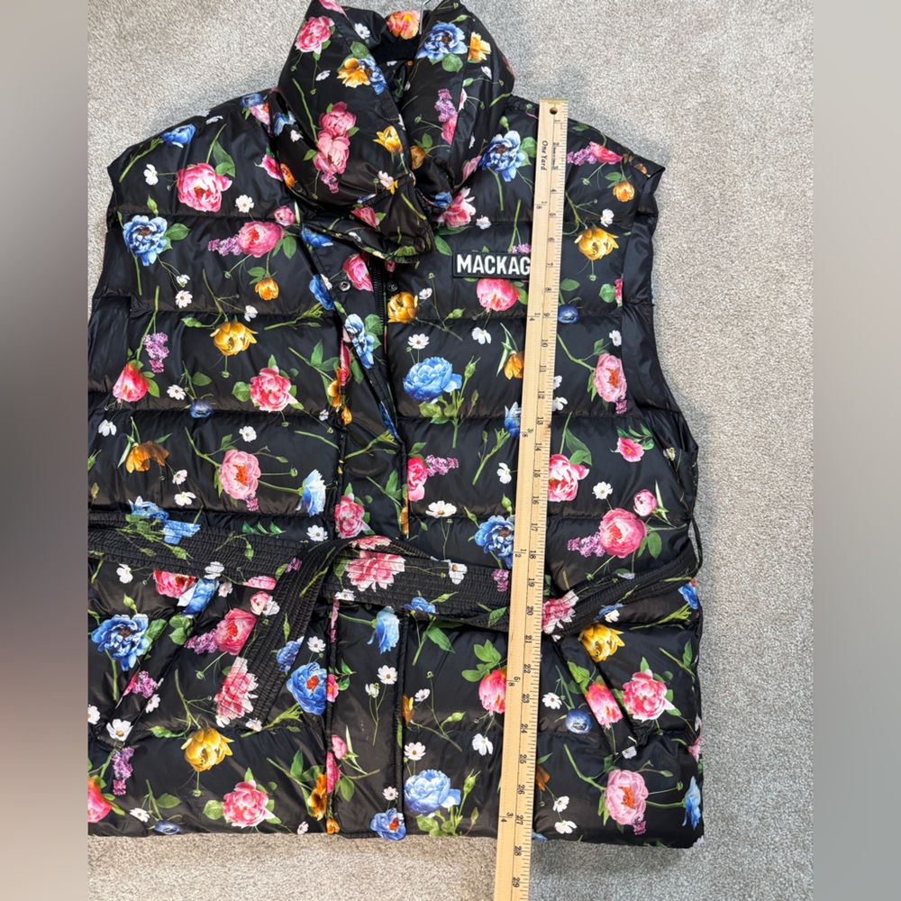 Mackage Zerina Floral Puffer Vest - Black with Multicolor Flowers - sz Large - Picture 6 of 16